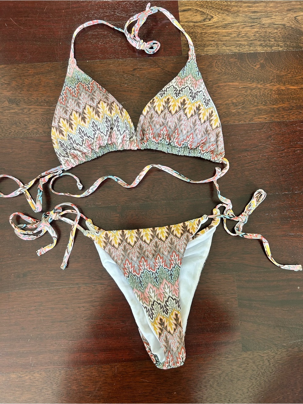 Missoni look alike Multi-Color Chevron Tie-Side Bikini - Women's Swim Bikini
